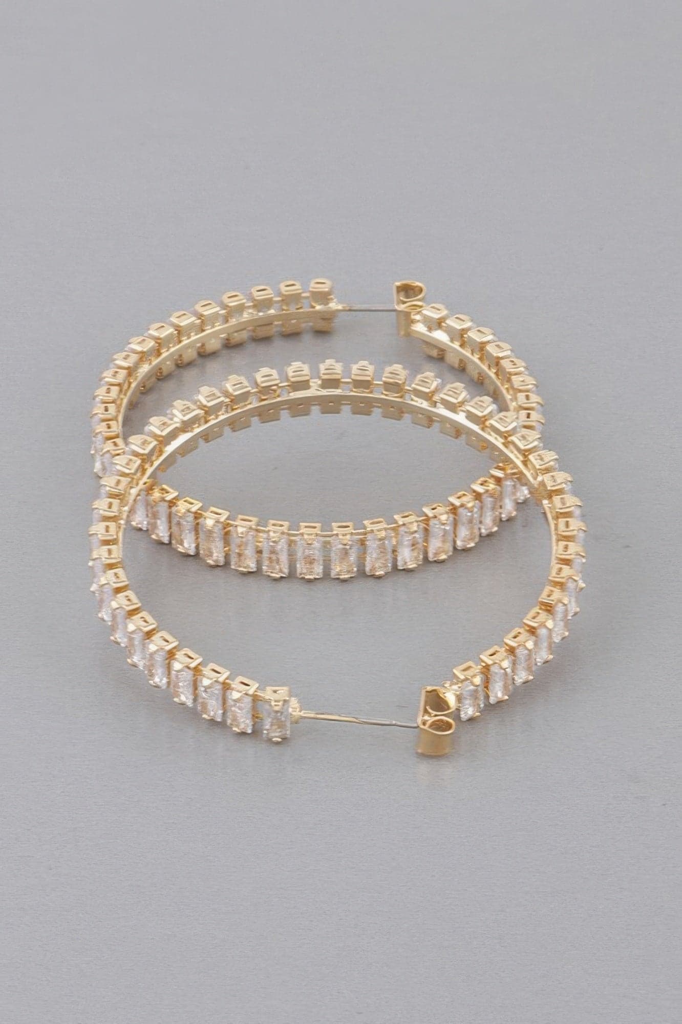 Multi Crystal Hoop Earrings - Gold Clear - Thumbnail 2