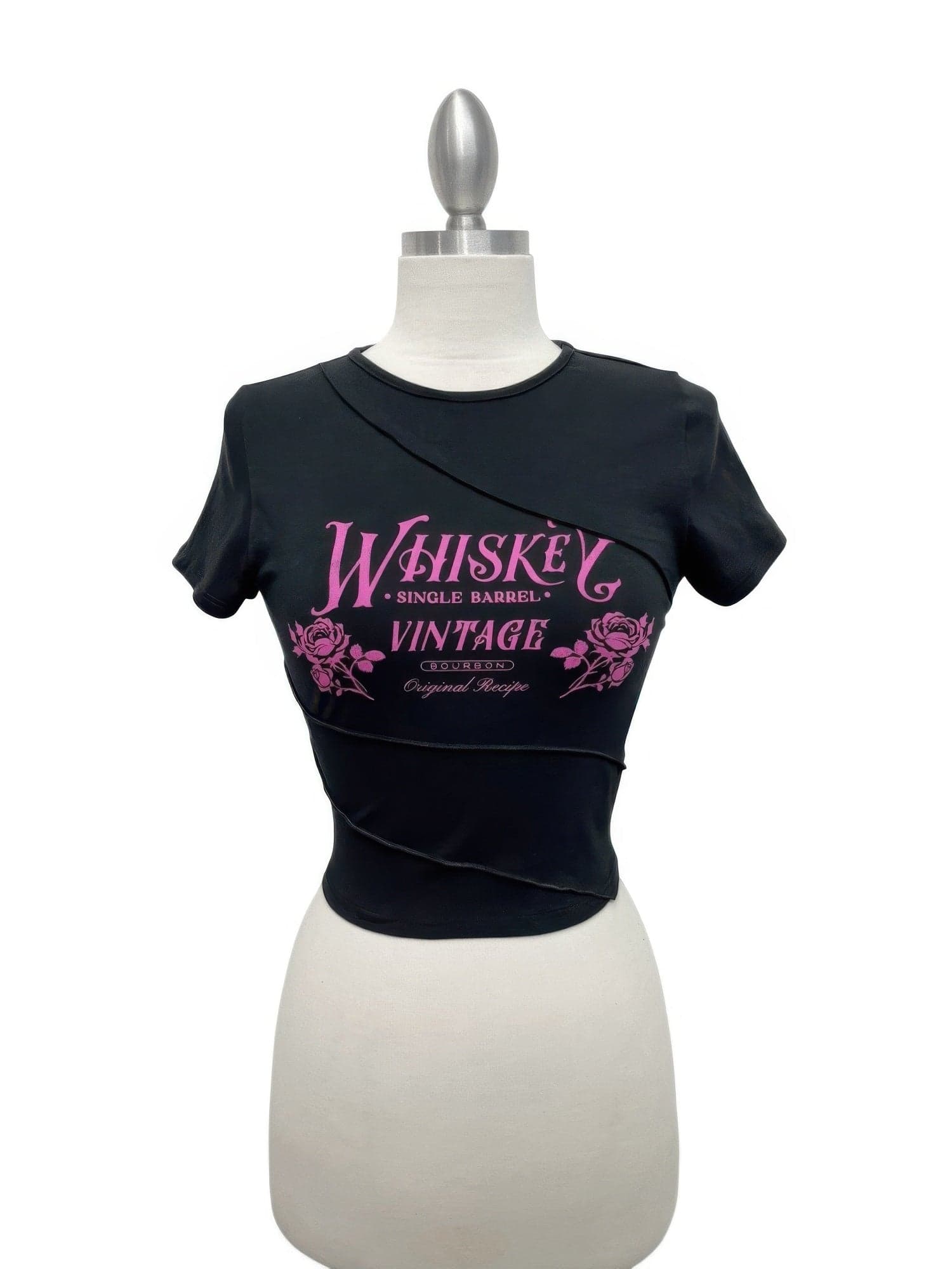 Whiskey Vintage Graphic Asymmetrical Crop Top - S - Thumbnail 2