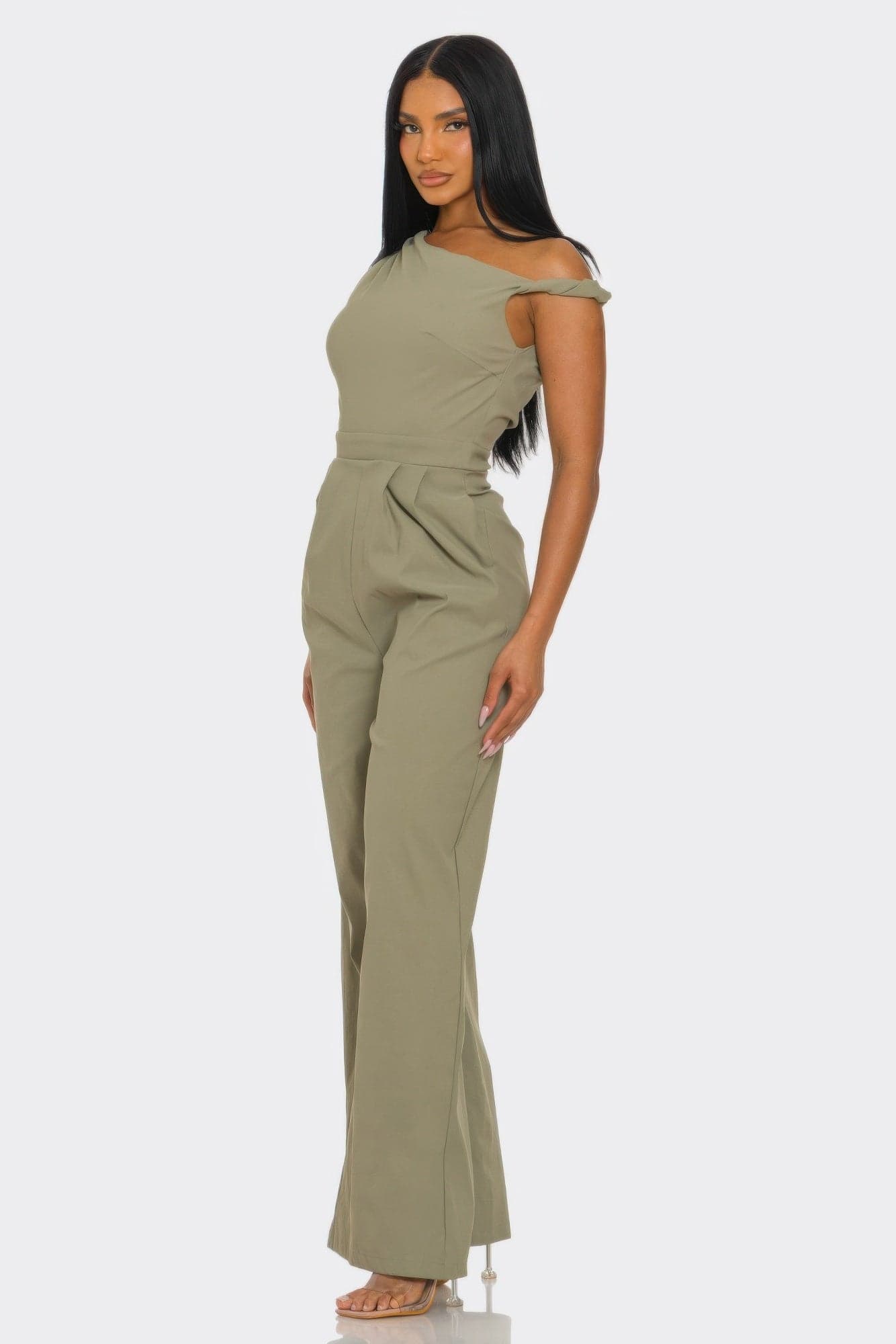 Chic Poise One-shoulder Jumpsuit - Stone / S - Thumbnail 6