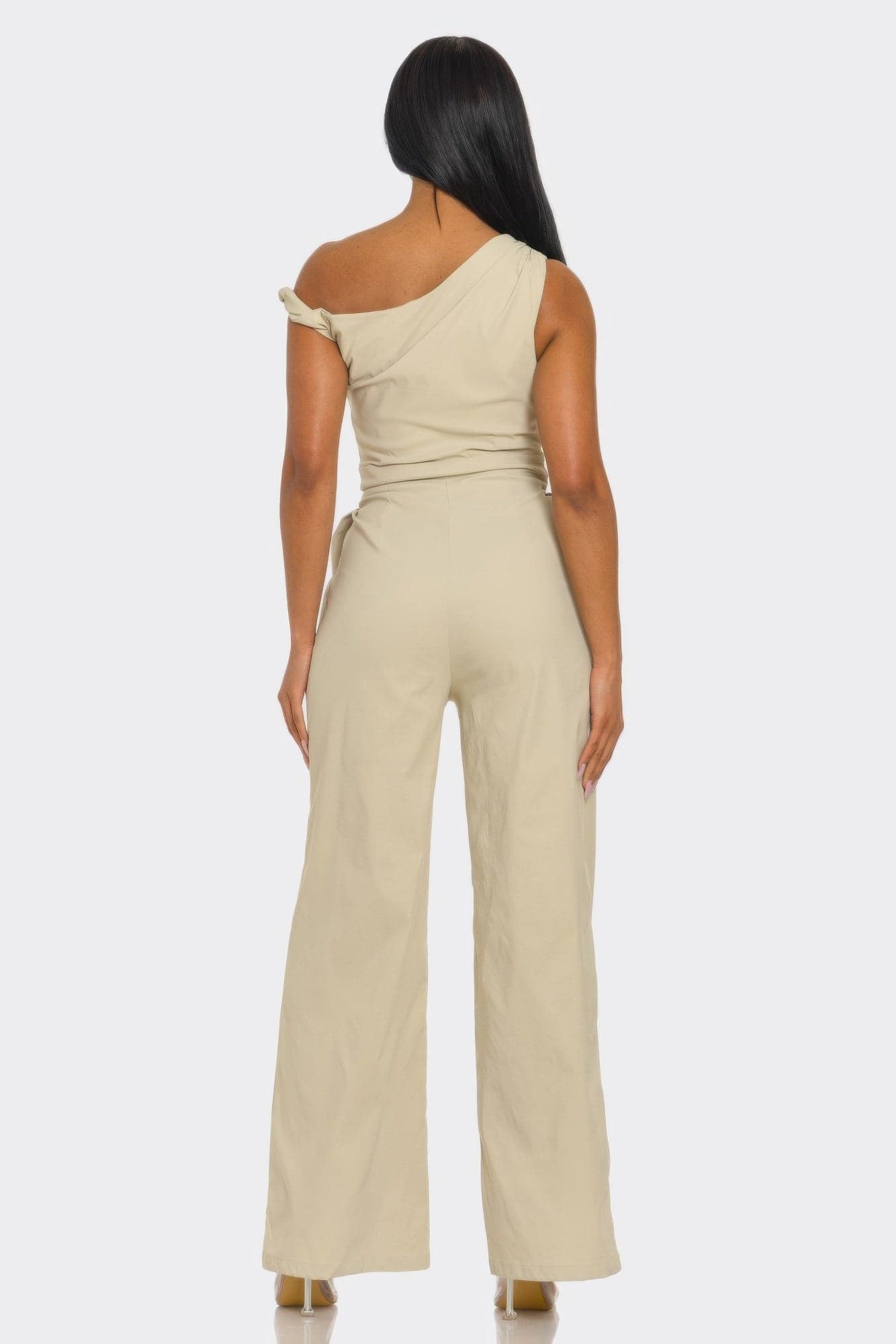 Chic Poise One-shoulder Jumpsuit - Stone / S - Thumbnail 4