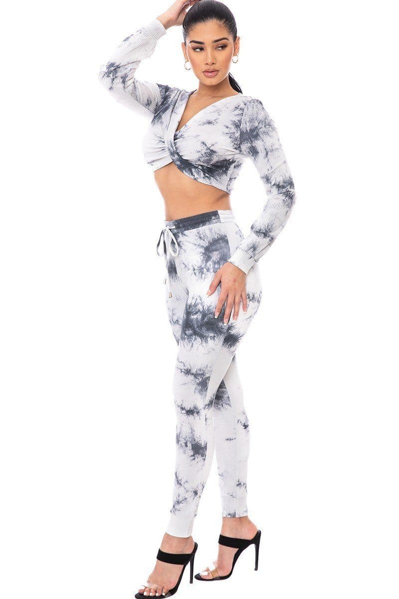 Tie Dye Ribbed Sweater Set - Olive / L - Thumbnail 2