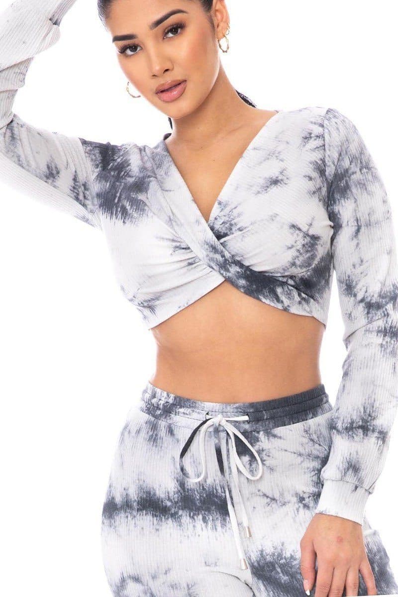 Tie Dye Ribbed Sweater Set - Olive / S - Thumbnail 3