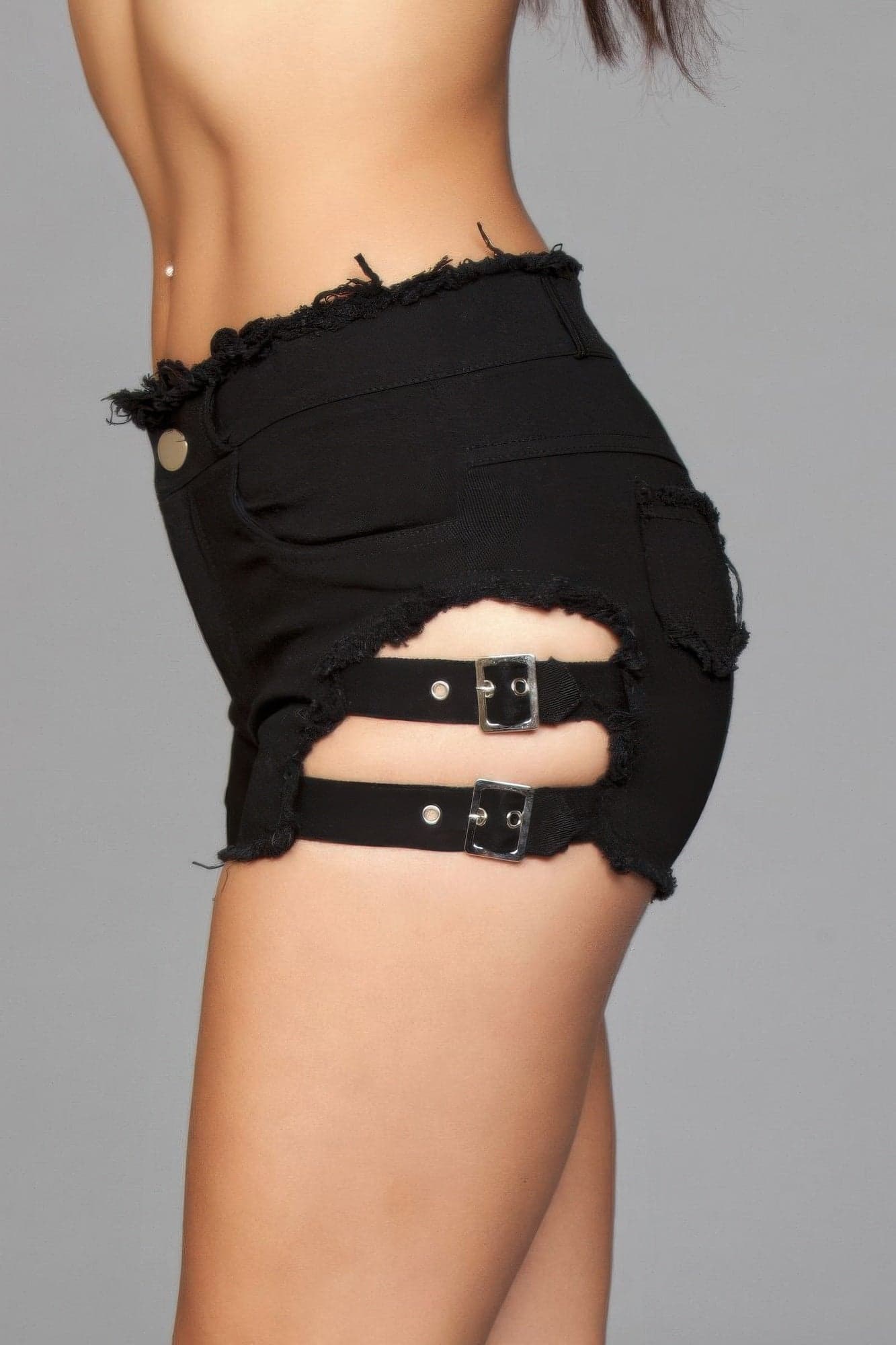 Buckled Down Denim Shorts - Blue / L - Thumbnail 3