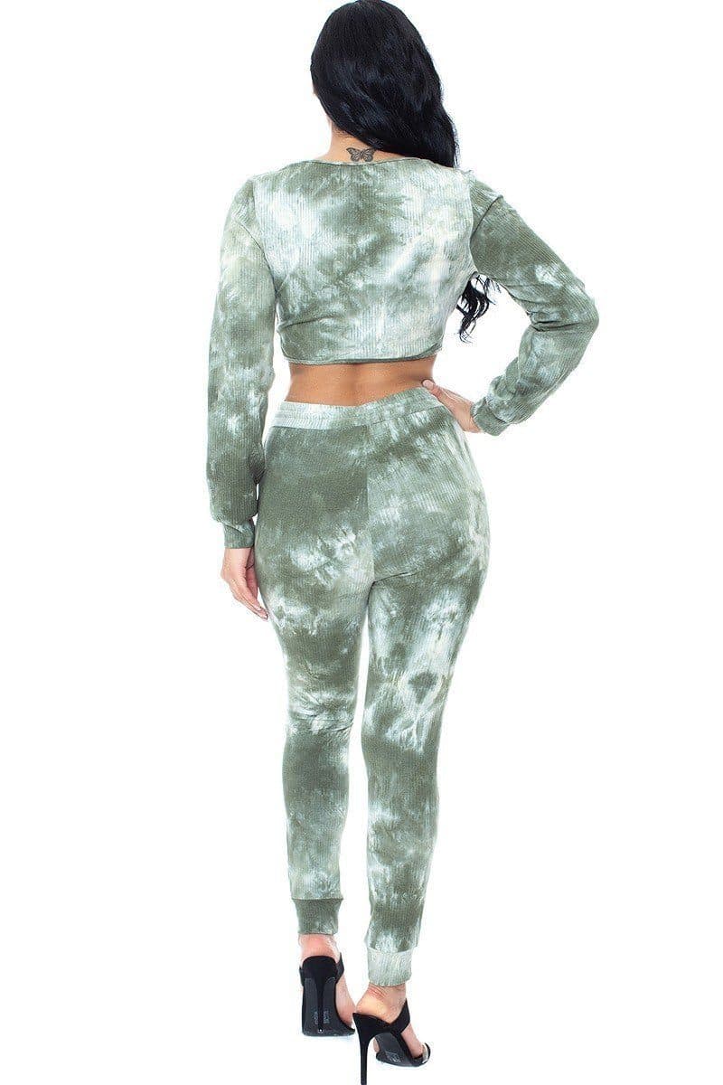 Tie Dye Ribbed Sweater Set - Charcoal / M - Thumbnail 8