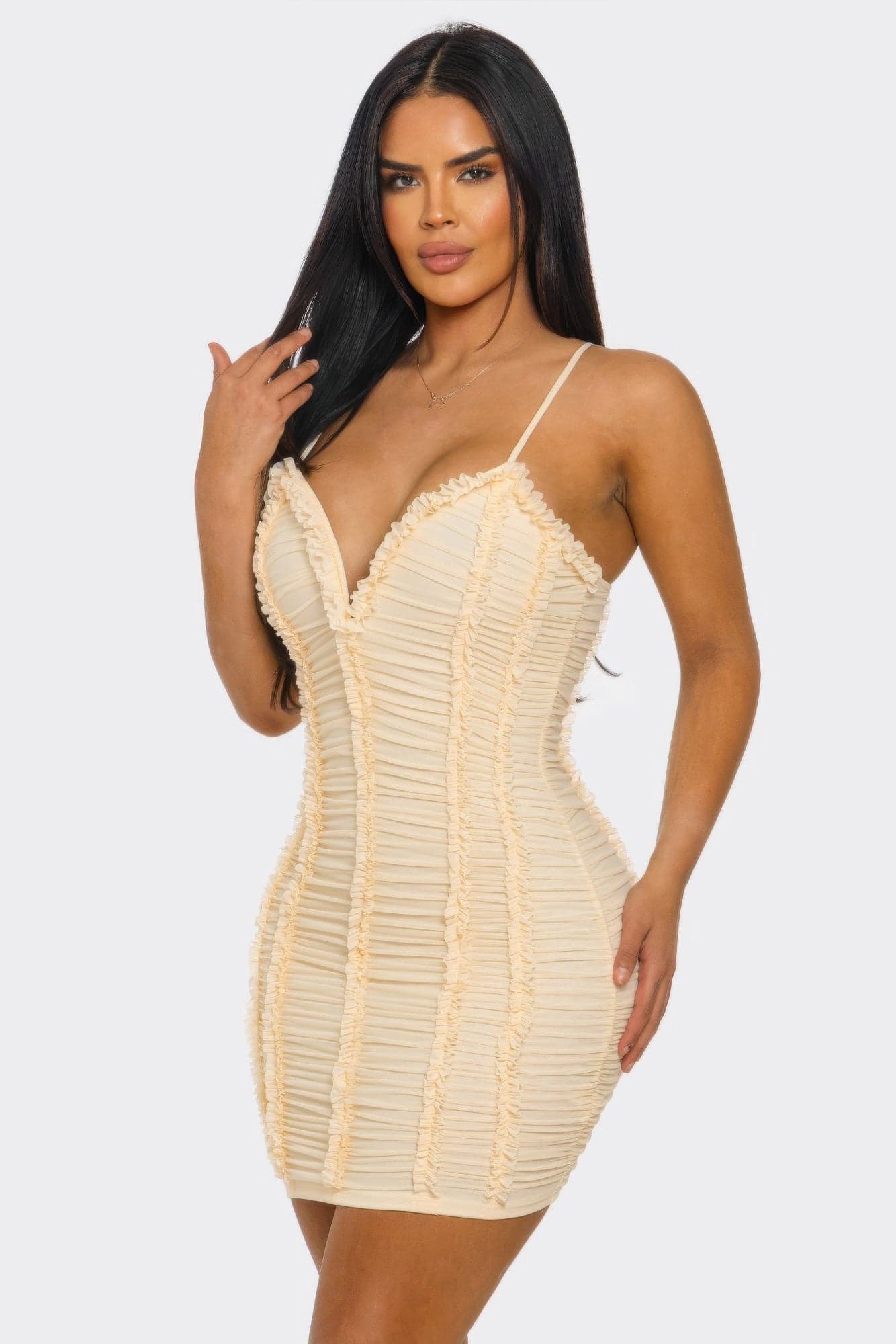 Candy Crush Ruched Mini Dress - Baby pink / S - Thumbnail 8