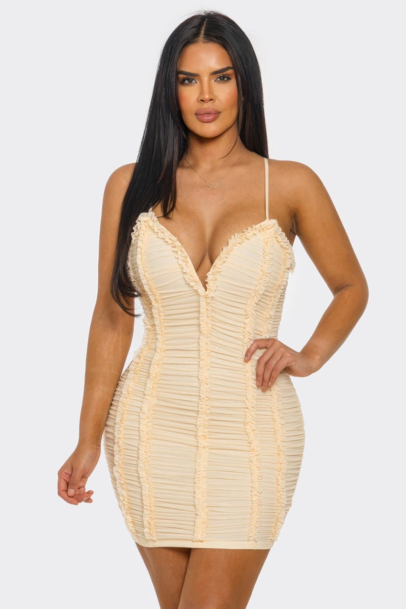 Candy Crush Ruched Mini Dress - Baby pink / L - Thumbnail 6