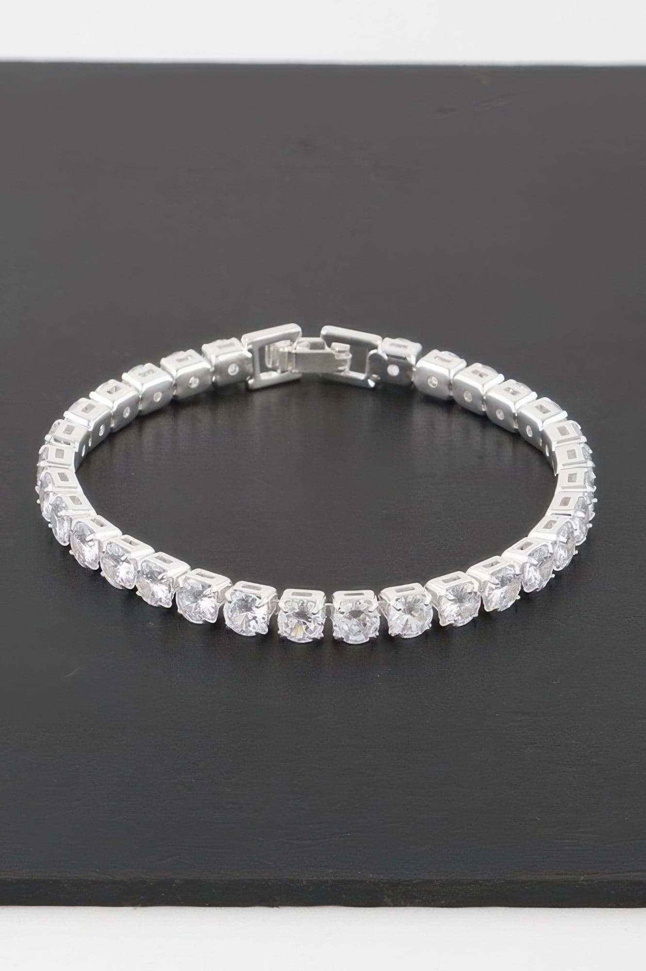 Rhinestone Cuff Bracelet - Gold Clear - Thumbnail 4