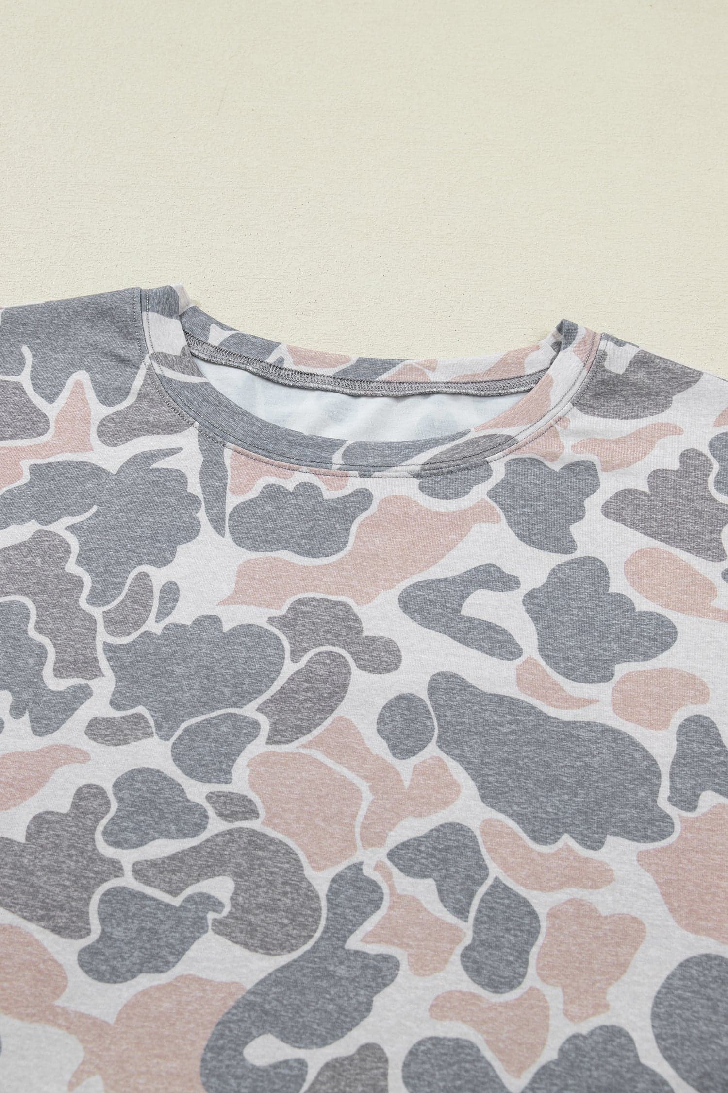 Camo Short Sleeve Top & Wide Leg Pants Set - Multicolour / M - Thumbnail 4