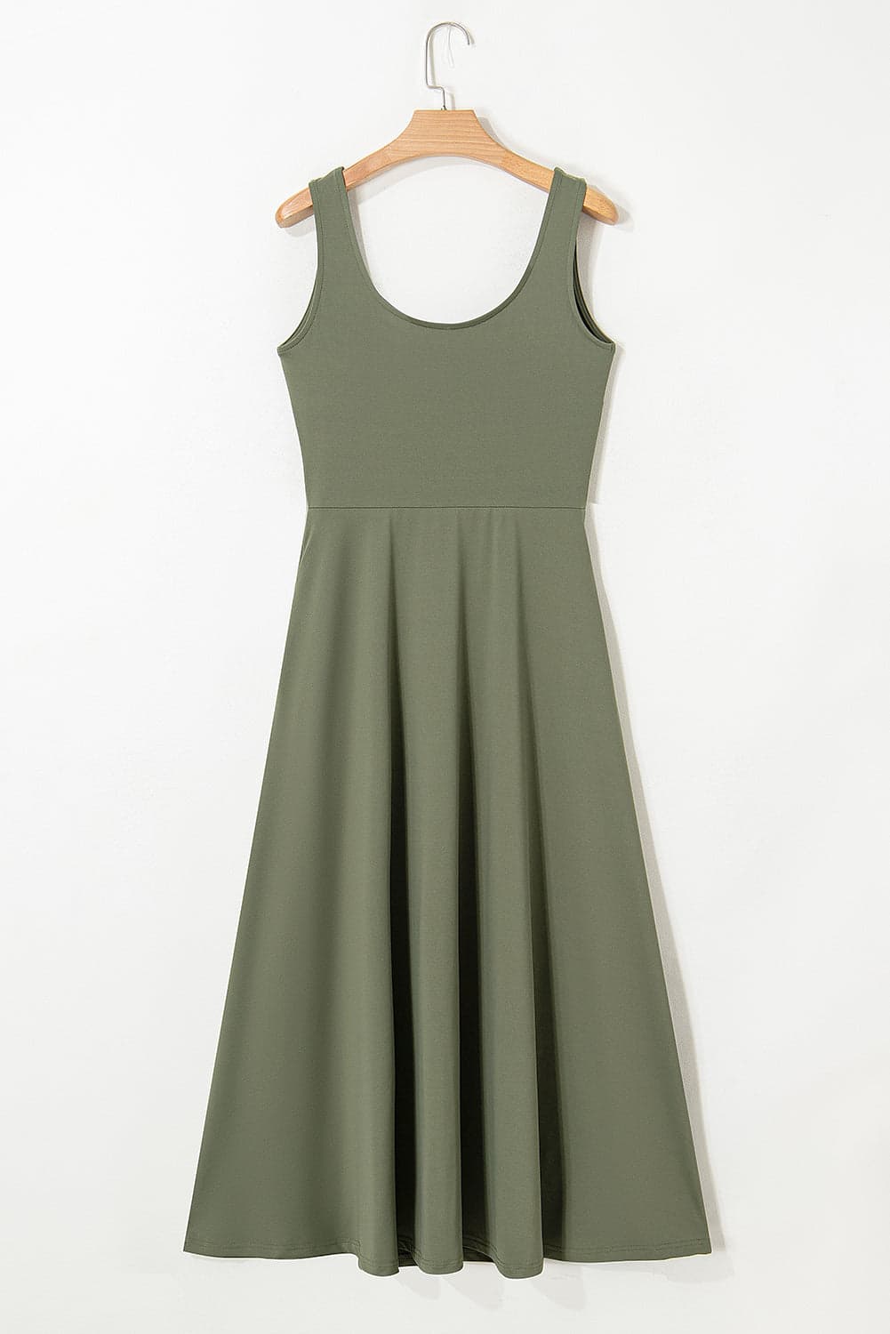 Solid Sleeveless Flared Side Slit Midi Dress - Black / S - Thumbnail 3