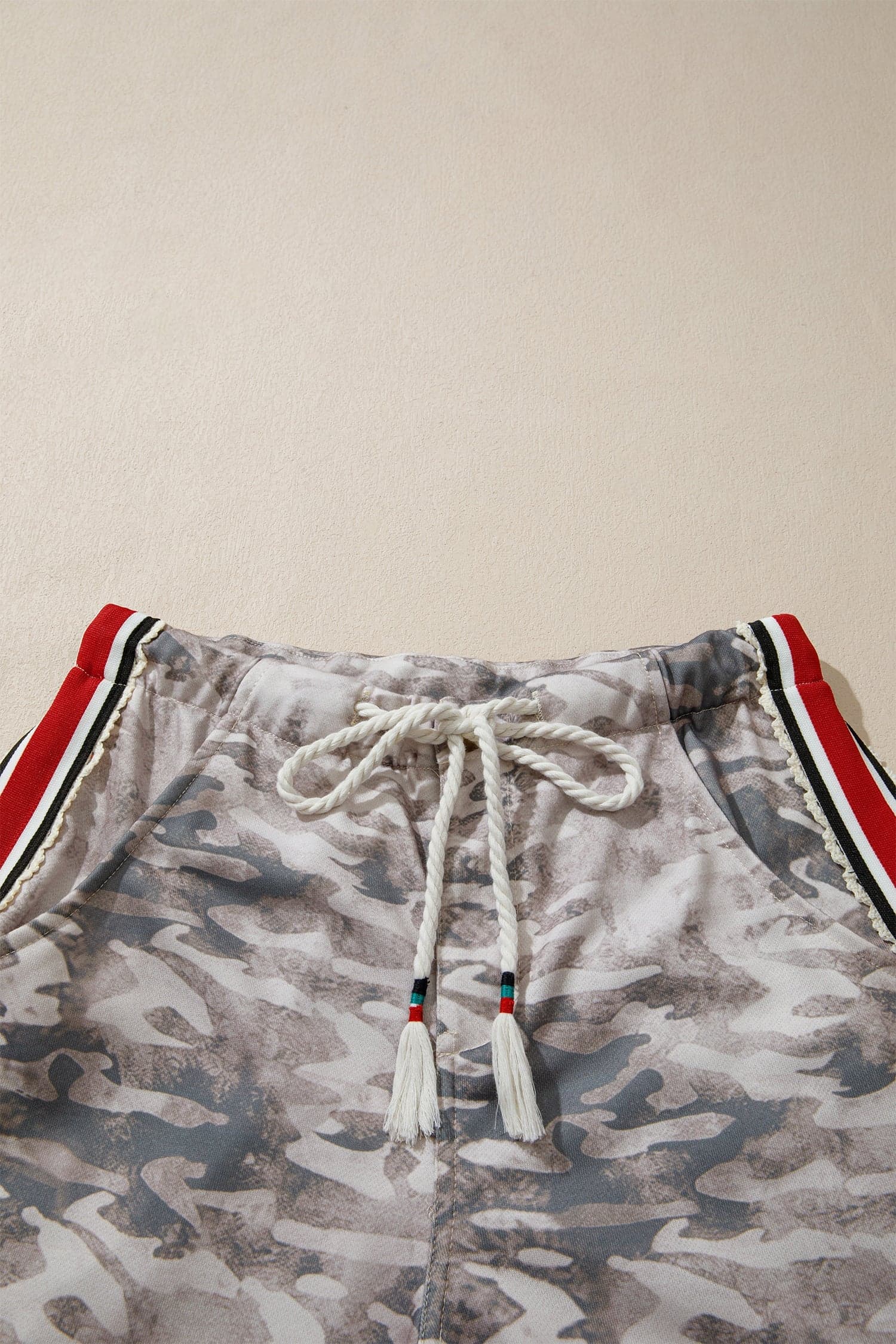 Camo Stripe Side Patchwork Drawstring Pants - Khaki / XL - Thumbnail 5
