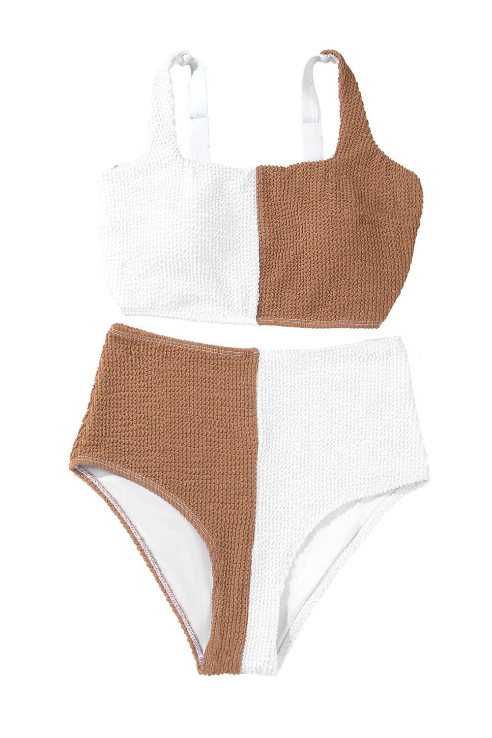 Colorblock Corded Top & High Waist Bikini Set - Pink / S - Thumbnail 24