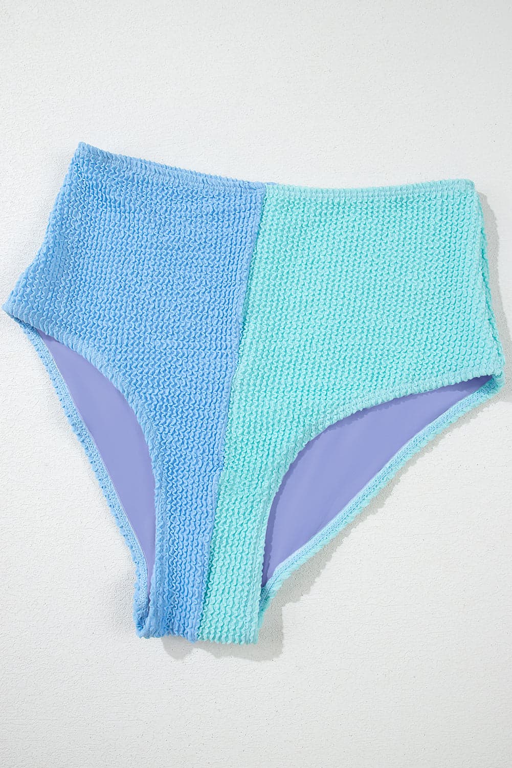 Colorblock Corded Top & High Waist Bikini Set - White / L - Thumbnail 19