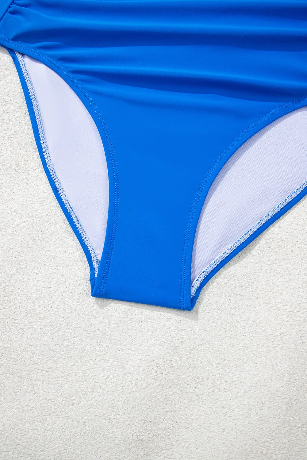 Colorblock Square Neck Top & High Waist Bikini Set - Blue / XL - Thumbnail 5