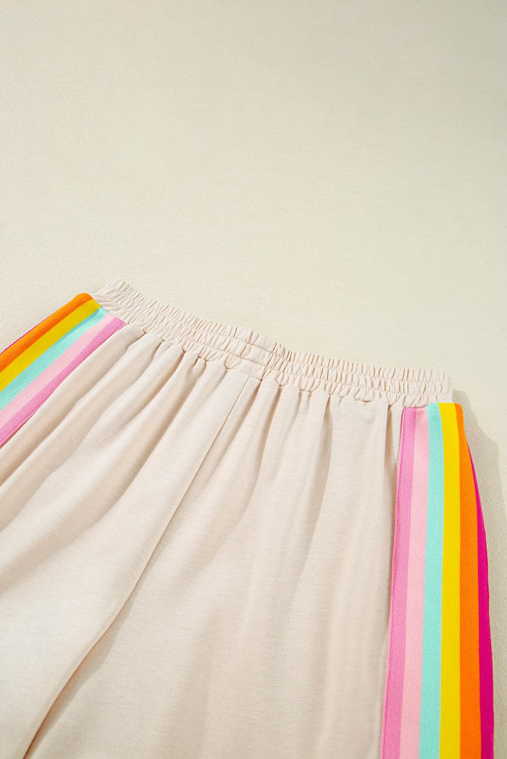 Stripe Short Sleeve Top & Shorts Athleisure Set - Rose Red / S - Thumbnail 6