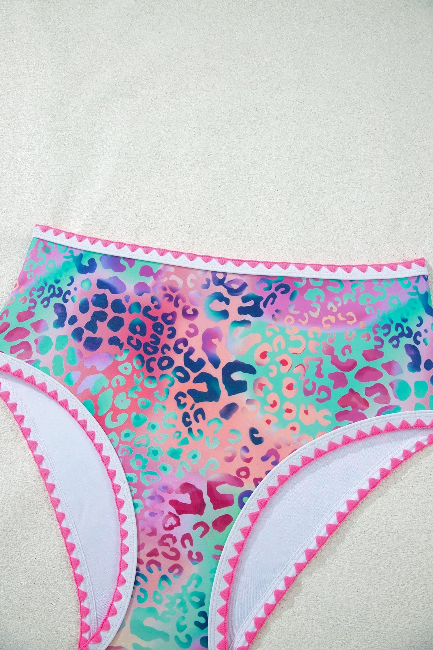 Leopard Ricrac High Waist Bikini Swim Set - Pink / S - Thumbnail 7