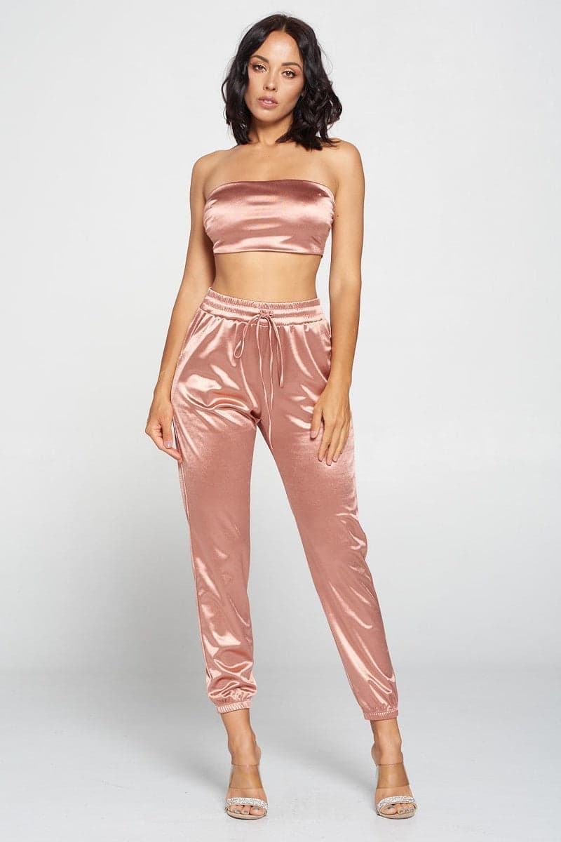 Tube Top Pant Set - Silver / L - Thumbnail 3