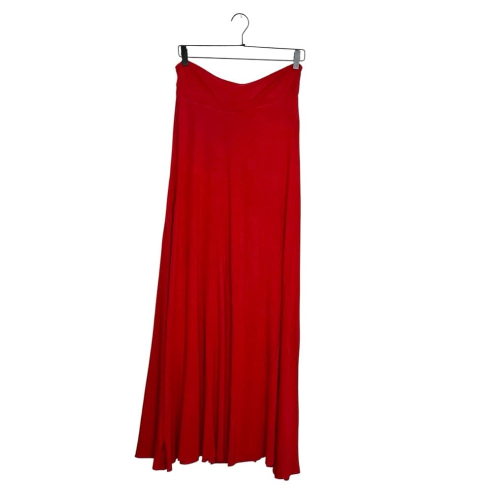 Forever 21 Red Flowy Maxi Skirt Rayon High Waist Size Medium Travel Resortwear - Thumbnail 8