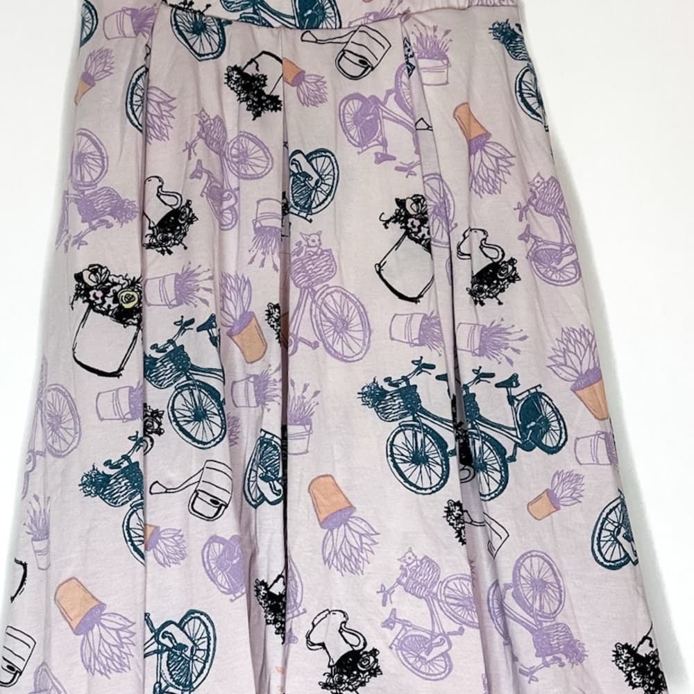 Lularoe Madison Pastel Bicycle Print Pleated Skirt Womens Small (6-8) - Thumbnail 8