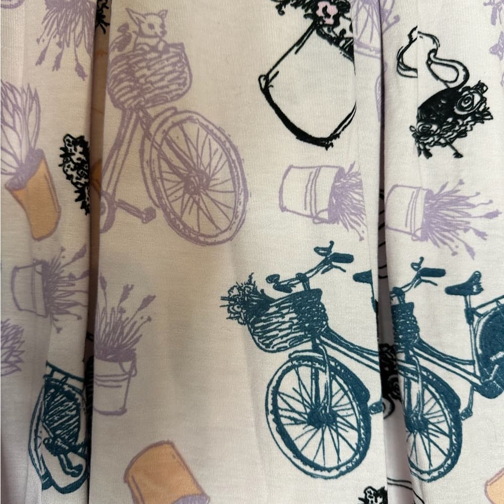 Lularoe Madison Pastel Bicycle Print Pleated Skirt Womens Small (6-8) - Thumbnail 6