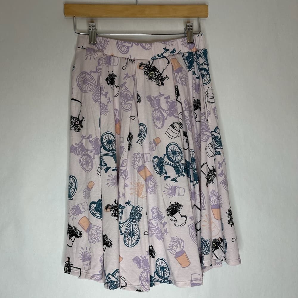 Lularoe Madison Pastel Bicycle Print Pleated Skirt Womens Small (6-8) - Thumbnail 5