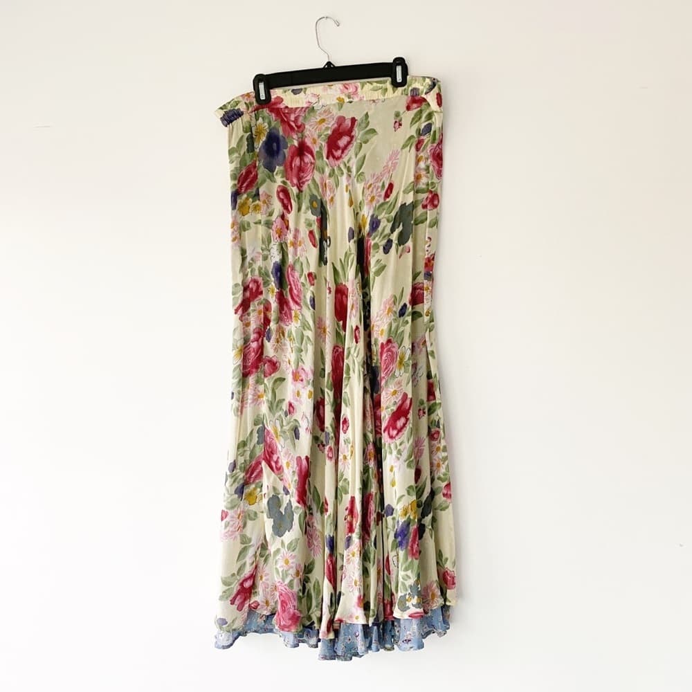 Modest Floral Vintage Reversible Cottagecore Maxi Skirt - see listing about size - Thumbnail 2