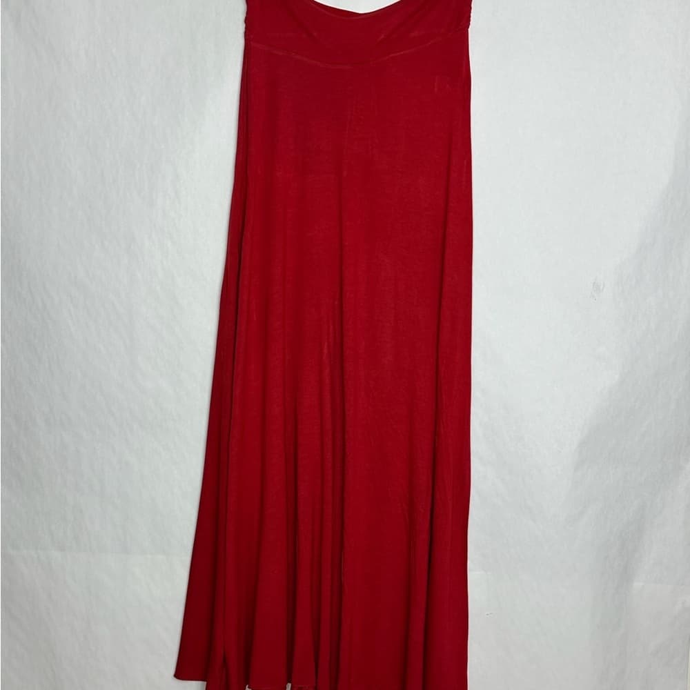 Forever 21 Red Flowy Maxi Skirt Rayon High Waist Size Medium Travel Resortwear - Thumbnail 3