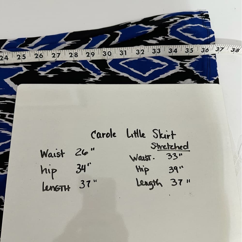Carole Little Blue Black Ikat Maxi Skirt Size Small Bohemian Travel Graphic - Thumbnail 5