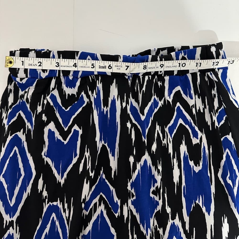 Carole Little Blue Black Ikat Maxi Skirt Size Small Bohemian Travel Graphic - Thumbnail 6