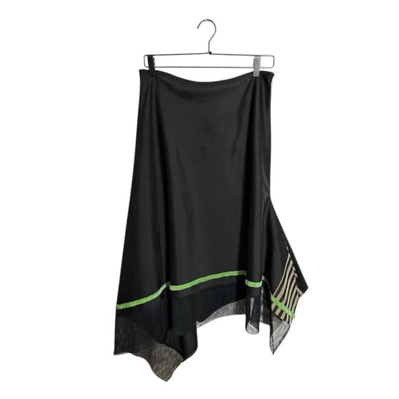 Bildergeist Apparel Asymmetrical Hem Skirt Green Stripe Avant Garde Y2K Size 4 - Thumbnail 6