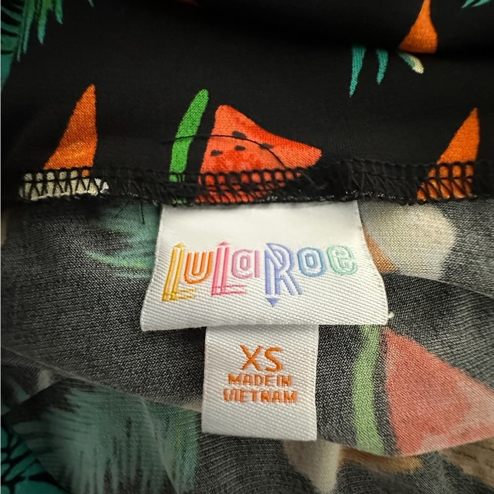 Lularoe Tropical Summer Vacation Pineapple Watermelon Black Multi Maxi Skirt XS - Thumbnail 6