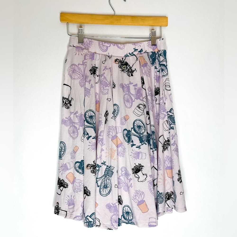 Lularoe Madison Pastel Bicycle Print Pleated Skirt Womens Small (6-8) - Thumbnail 4
