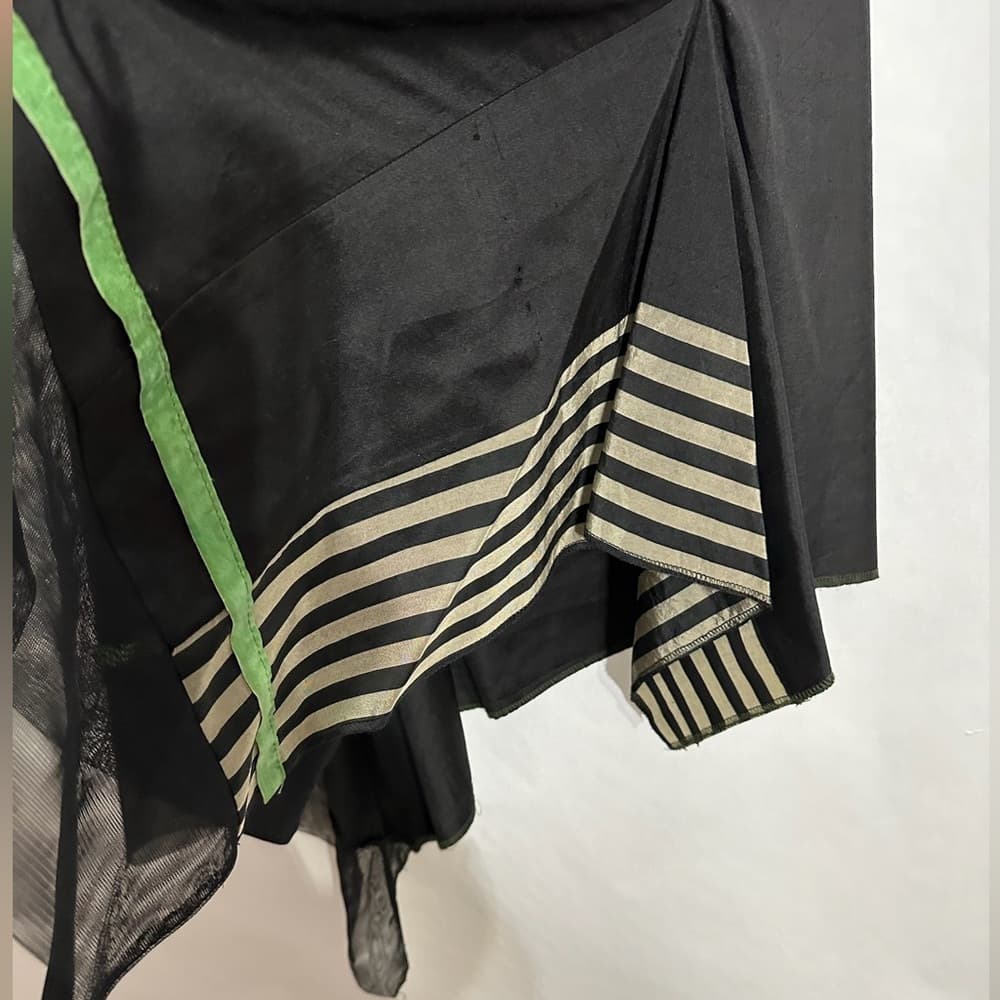 Bildergeist Apparel Asymmetrical Hem Skirt Green Stripe Avant Garde Y2K Size 4 - Thumbnail 4