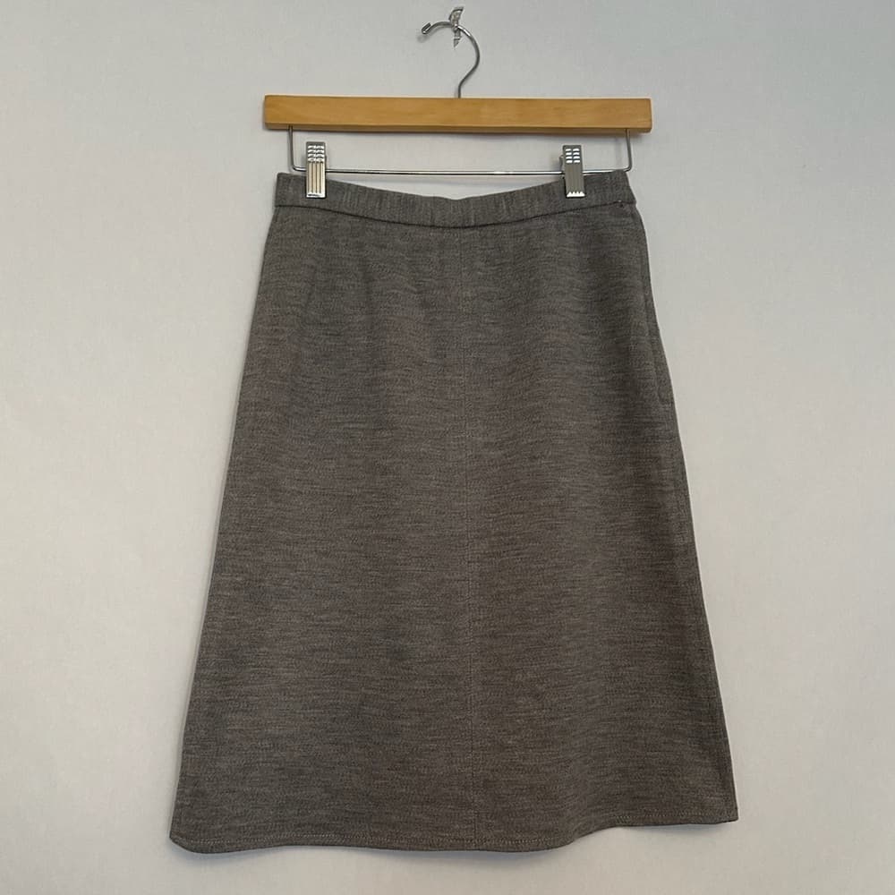 Sonia Rykiel A-line Wool Grey Skirt Slit Back Button Zip Closure Luxury Size 42 - Thumbnail 2