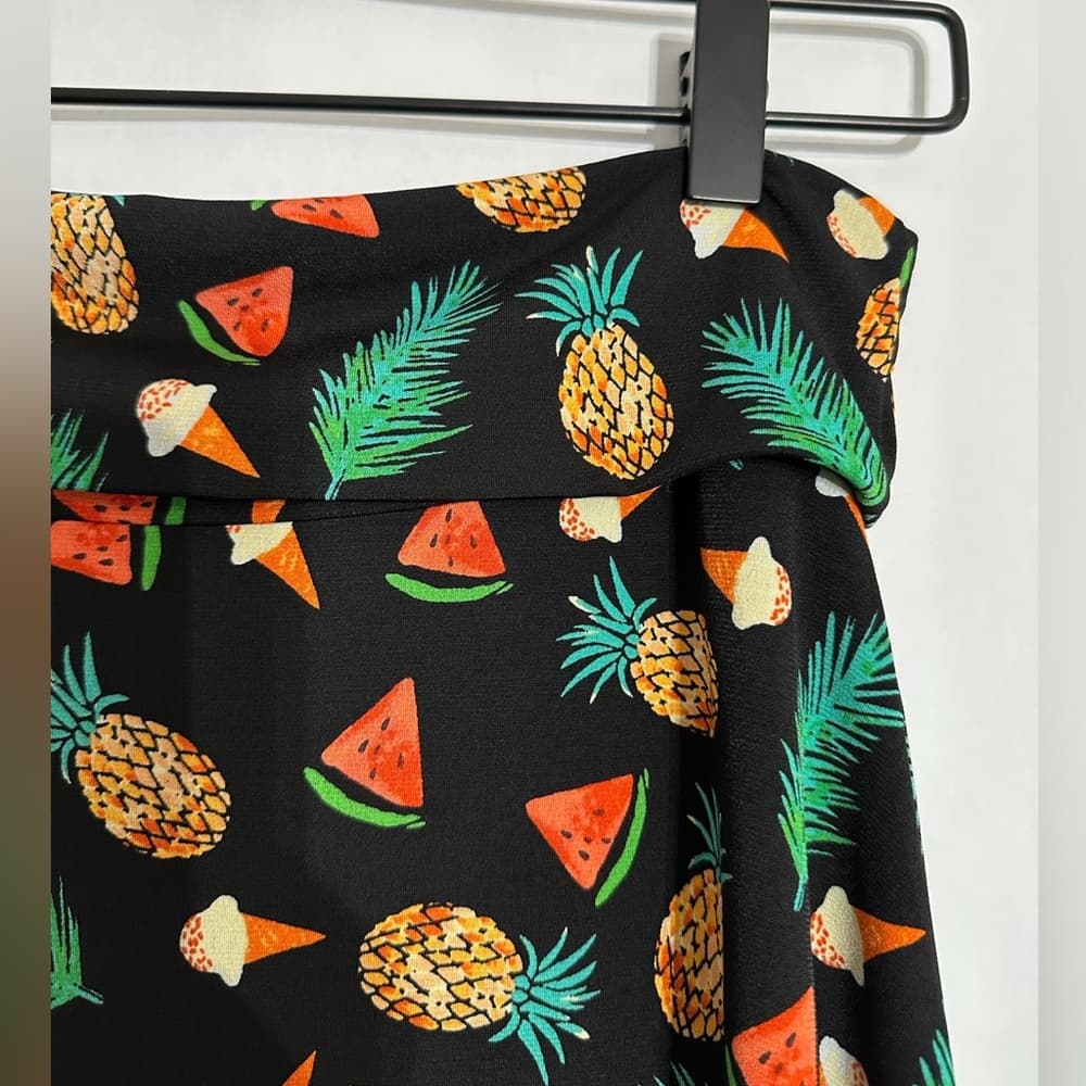Lularoe Tropical Summer Vacation Pineapple Watermelon Black Multi Maxi Skirt XS - Thumbnail 2