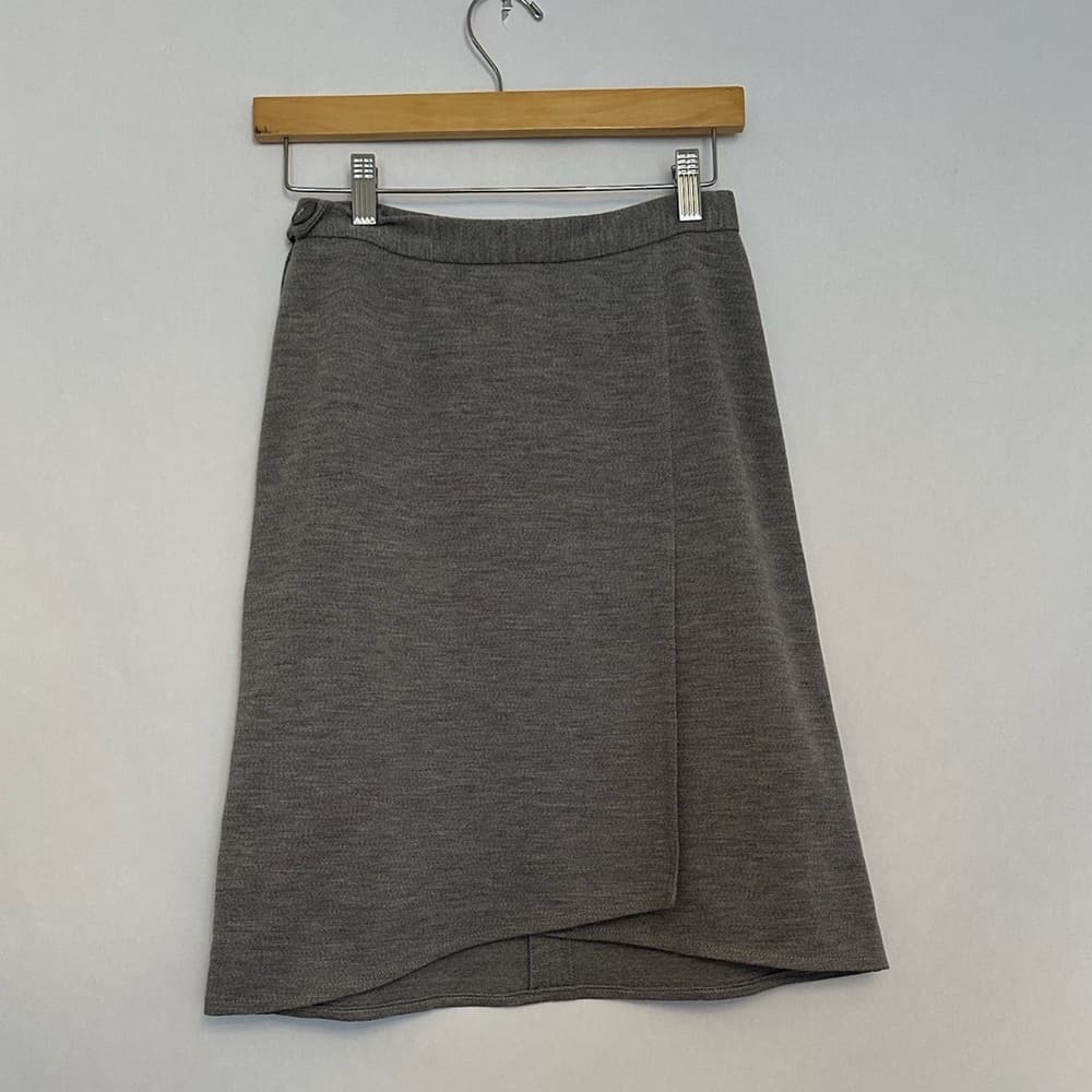 Sonia Rykiel A-line Wool Grey Skirt Slit Back Button Zip Closure Luxury Size 42 - Thumbnail 6