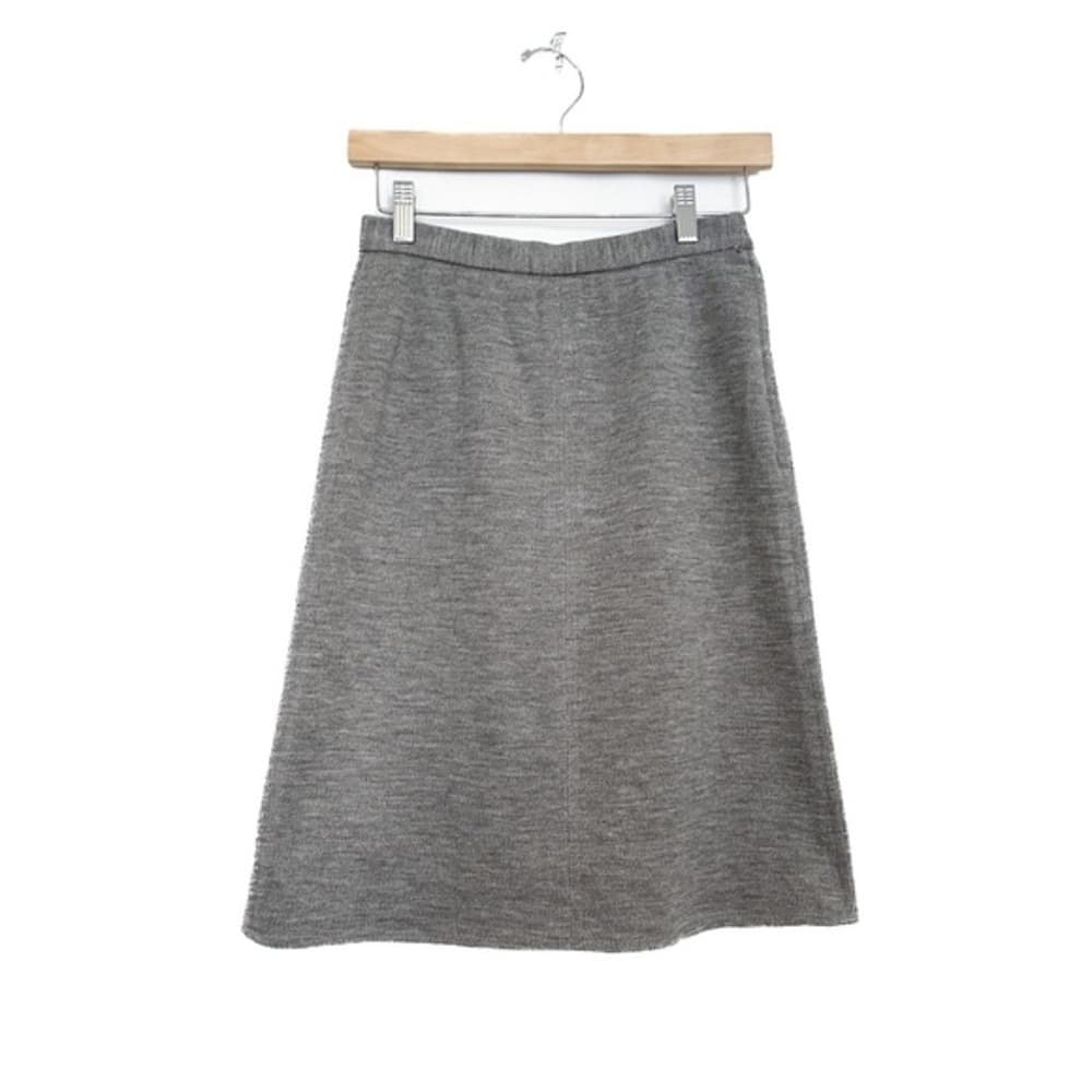 Sonia Rykiel A-line Wool Grey Skirt Slit Back Button Zip Closure Luxury Size 42 - Thumbnail 14