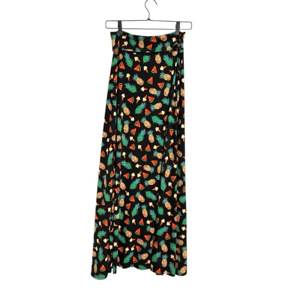 Lularoe Tropical Summer Vacation Pineapple Watermelon Black Multi Maxi Skirt XS - Thumbnail 10