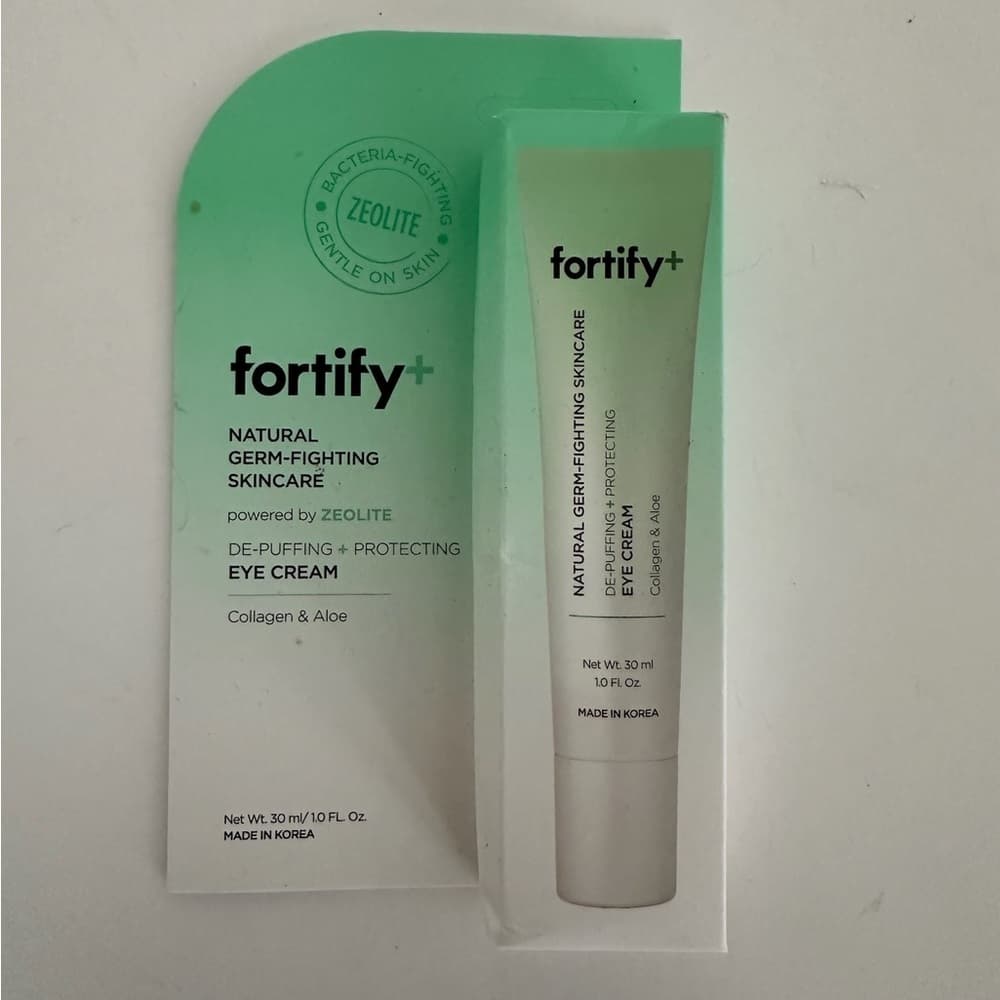 NIB Fortify+ Natural Germ-Fighting De-Puffing Eye Cream With Zeolite 30ml Travel