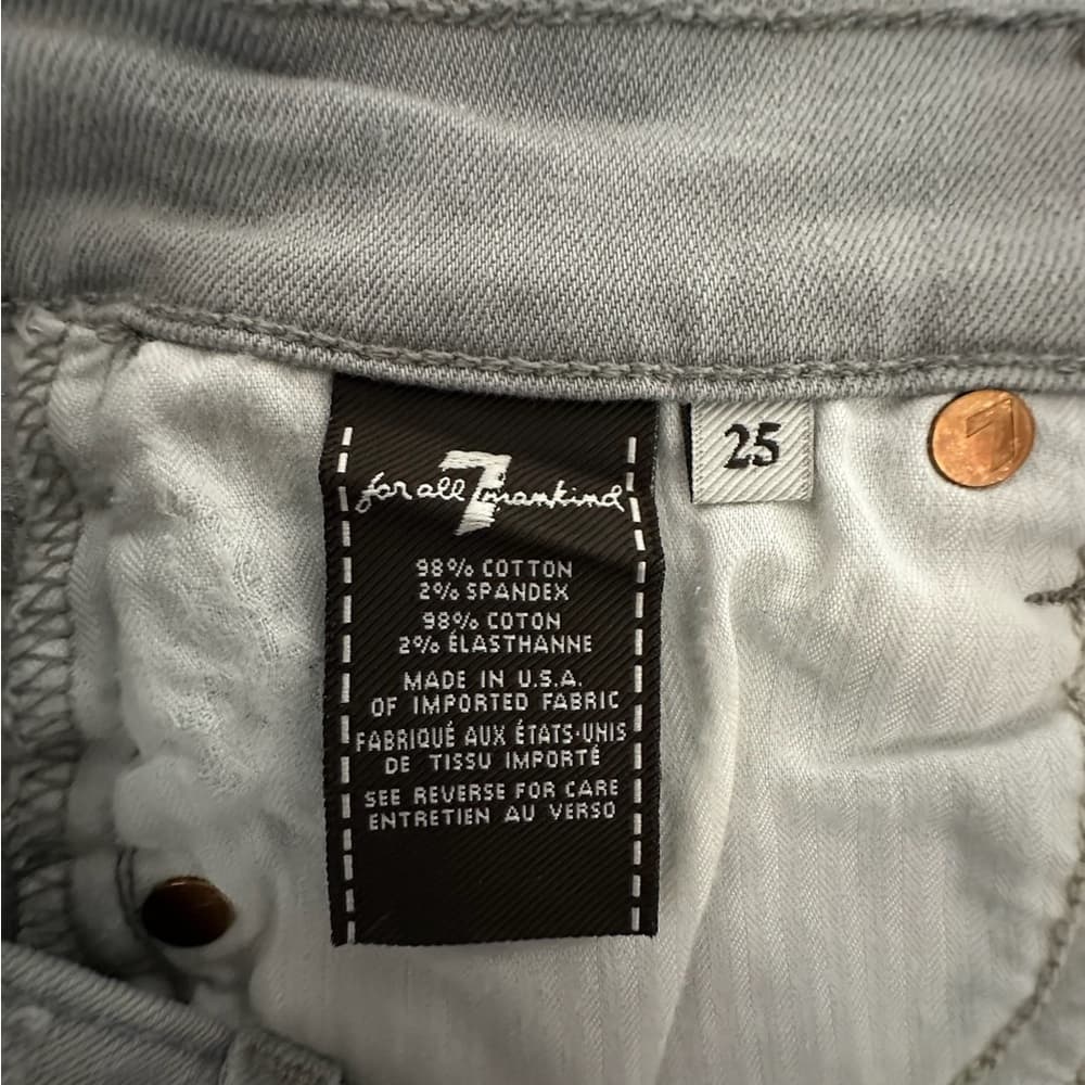 7 For All Mankind Gray Shorts Relaxed Distressed Mini Denim Roll Up Size 25 - Thumbnail 3