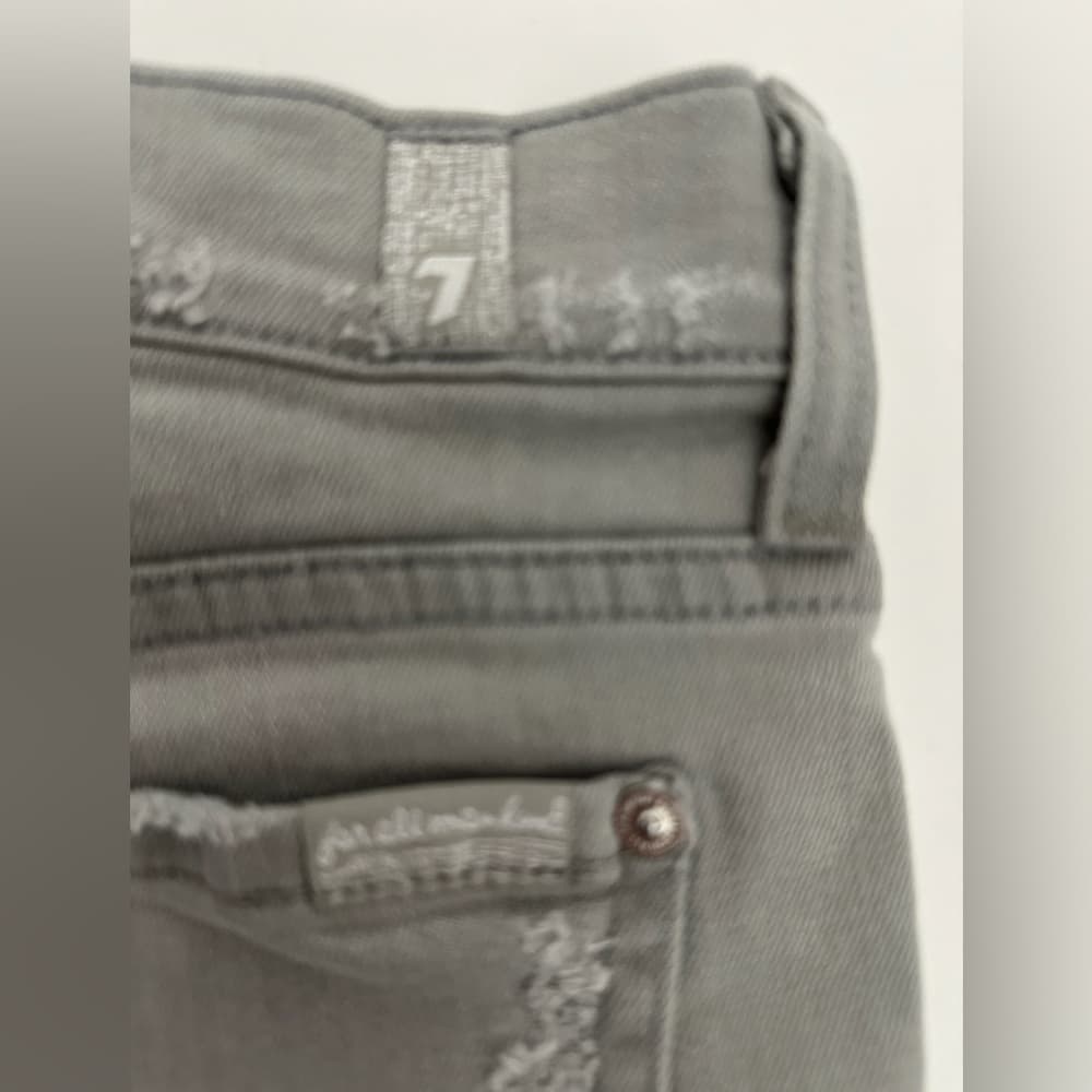 7 For All Mankind Gray Shorts Relaxed Distressed Mini Denim Roll Up Size 25 - Thumbnail 4