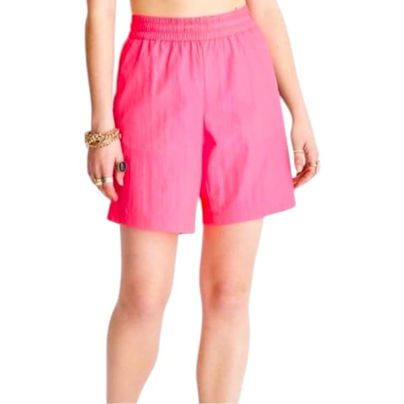 Future Collective Alani Noelle Hot Pink High Rise Nylon Running Shorts Small - Thumbnail 12
