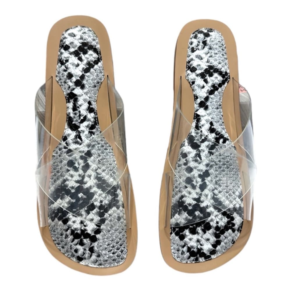 Jeffrey Campbell Cleah Strap Slides Snakeskin Footbed Sandals NIB Clear Size 8 - Thumbnail 13