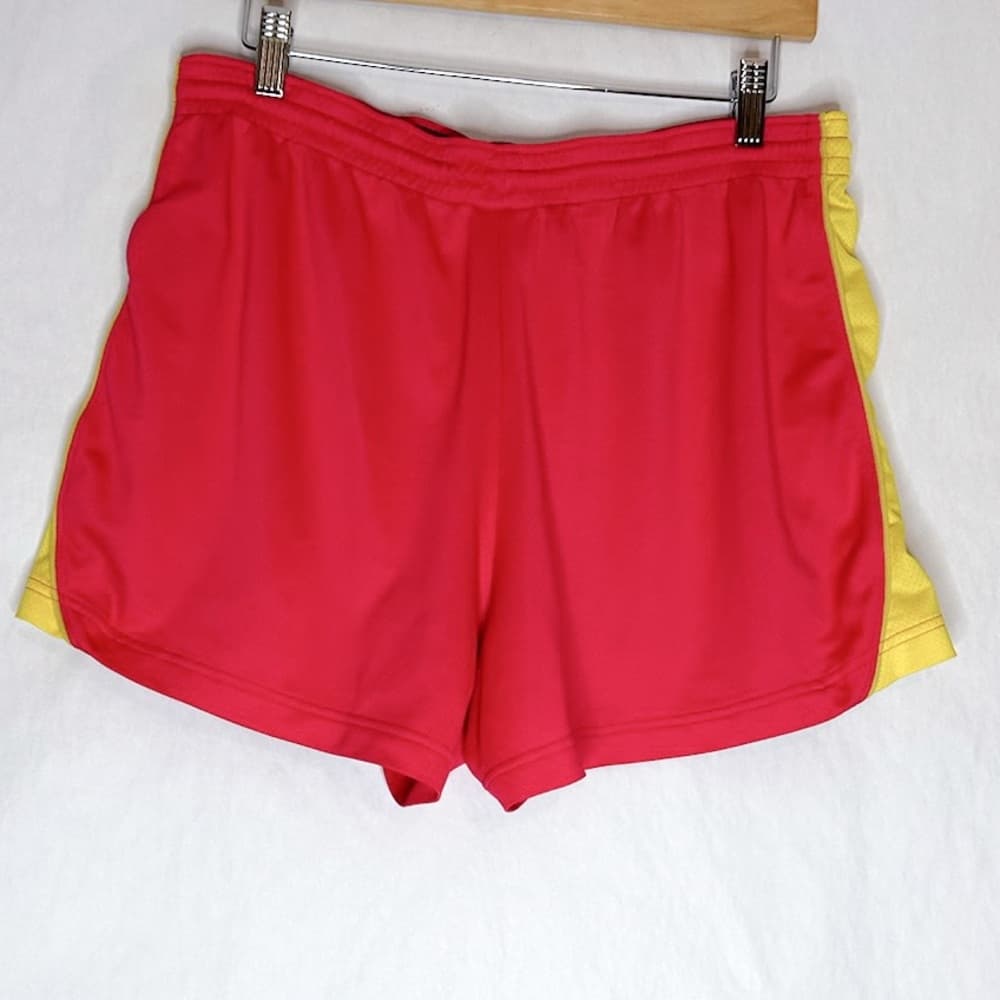 Nike Dri-Fit Neon Pink Yellow Running Shorts Womens Size Large Gym Track Sport - Thumbnail 7