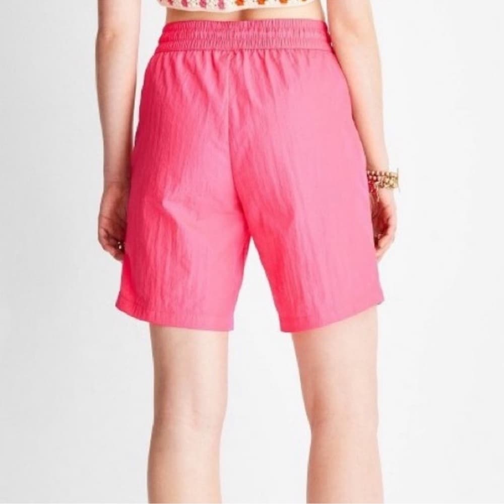 Future Collective Alani Noelle Hot Pink High Rise Nylon Running Shorts Small - Thumbnail 2