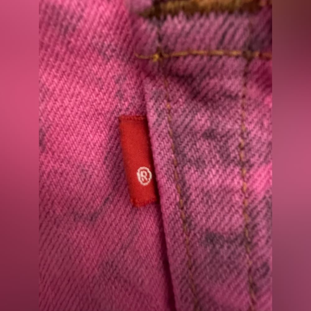Levi’s Urban Outfitters Pink Tie Distressed Cutoff Shorts 32 High Rise Festival - Thumbnail 9