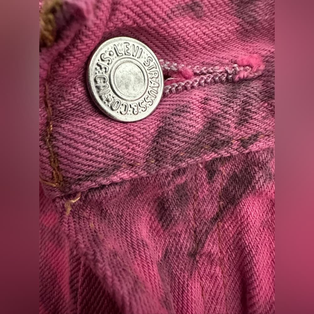 Levi’s Urban Outfitters Pink Tie Distressed Cutoff Shorts 32 High Rise Festival - Thumbnail 11