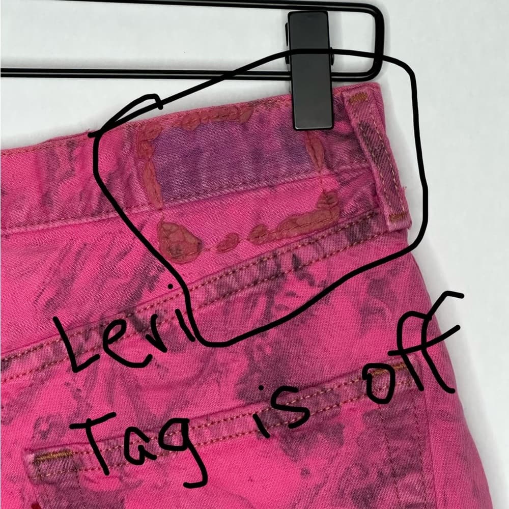 Levi’s Urban Outfitters Pink Tie Distressed Cutoff Shorts 32 High Rise Festival - Thumbnail 3