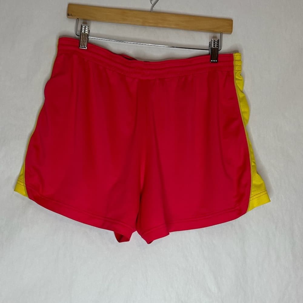 Nike Dri-Fit Neon Pink Yellow Running Shorts Womens Size Large Gym Track Sport - Thumbnail 6