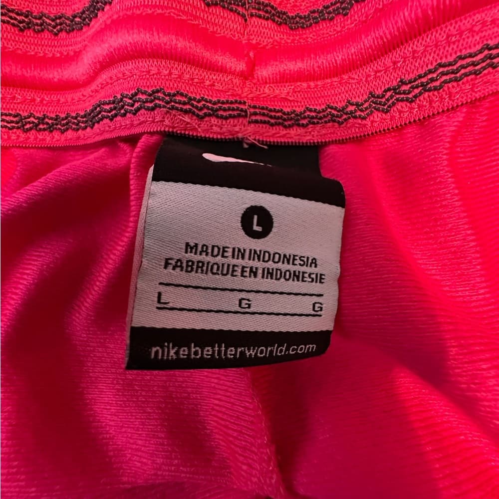Nike Dri-Fit Neon Pink Yellow Running Shorts Womens Size Large Gym Track Sport - Thumbnail 2