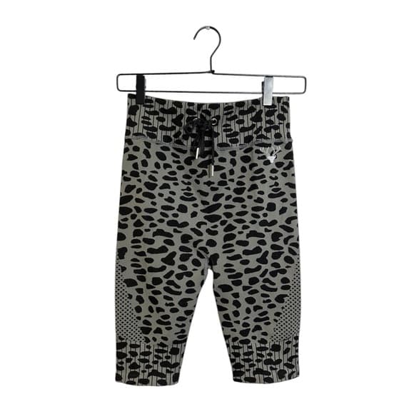 Twill Active Tie Waist Seamless Shorts Grey Leopard Print High Waist Size Large - Thumbnail 12